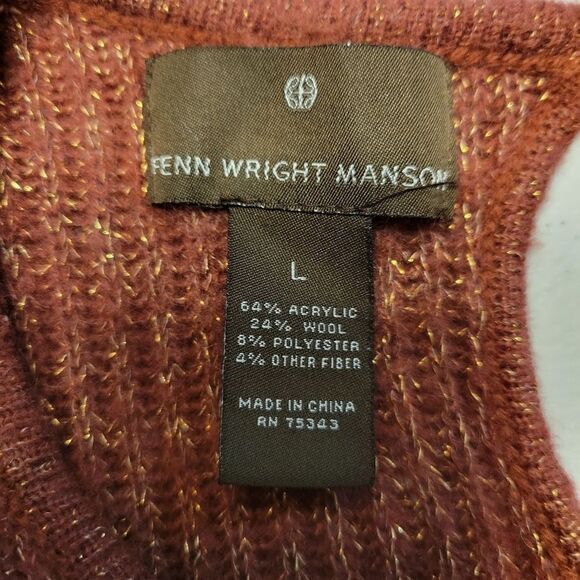 Fenn Wright Manson Dark Pink and Metallic Gold Knit Sweater Women's Size Large - Picture 9 of 10